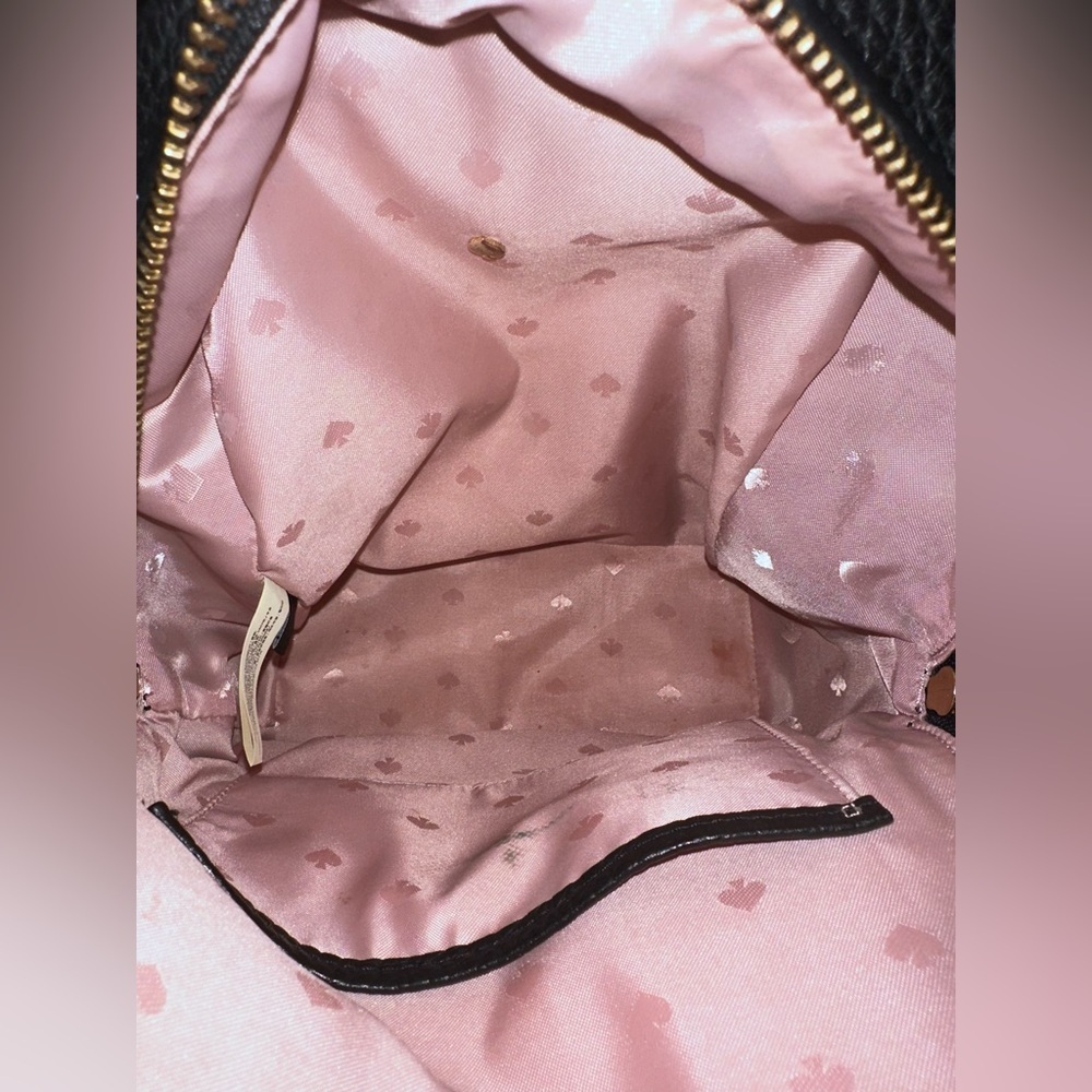 Kate Spade Textured Black Backpack with Gold Accents - Picture 3 of 8